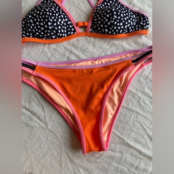 Victoria secrets retro vibes summerOrange and Black Polka Dot Bikini Set size S - Picture 4 of 9